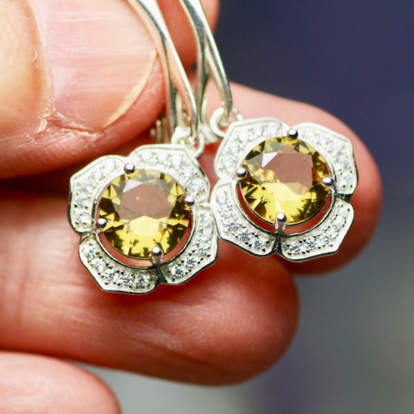 Color Change Diaspore Earrings Sterling Silver Flower Drop Earrings Nickel Free - Picture 4 of 11